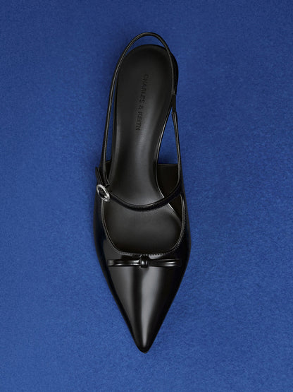 CHARLES & KEITH Customer Favorite / Sonali Bow Slingback Pumps - Black Box