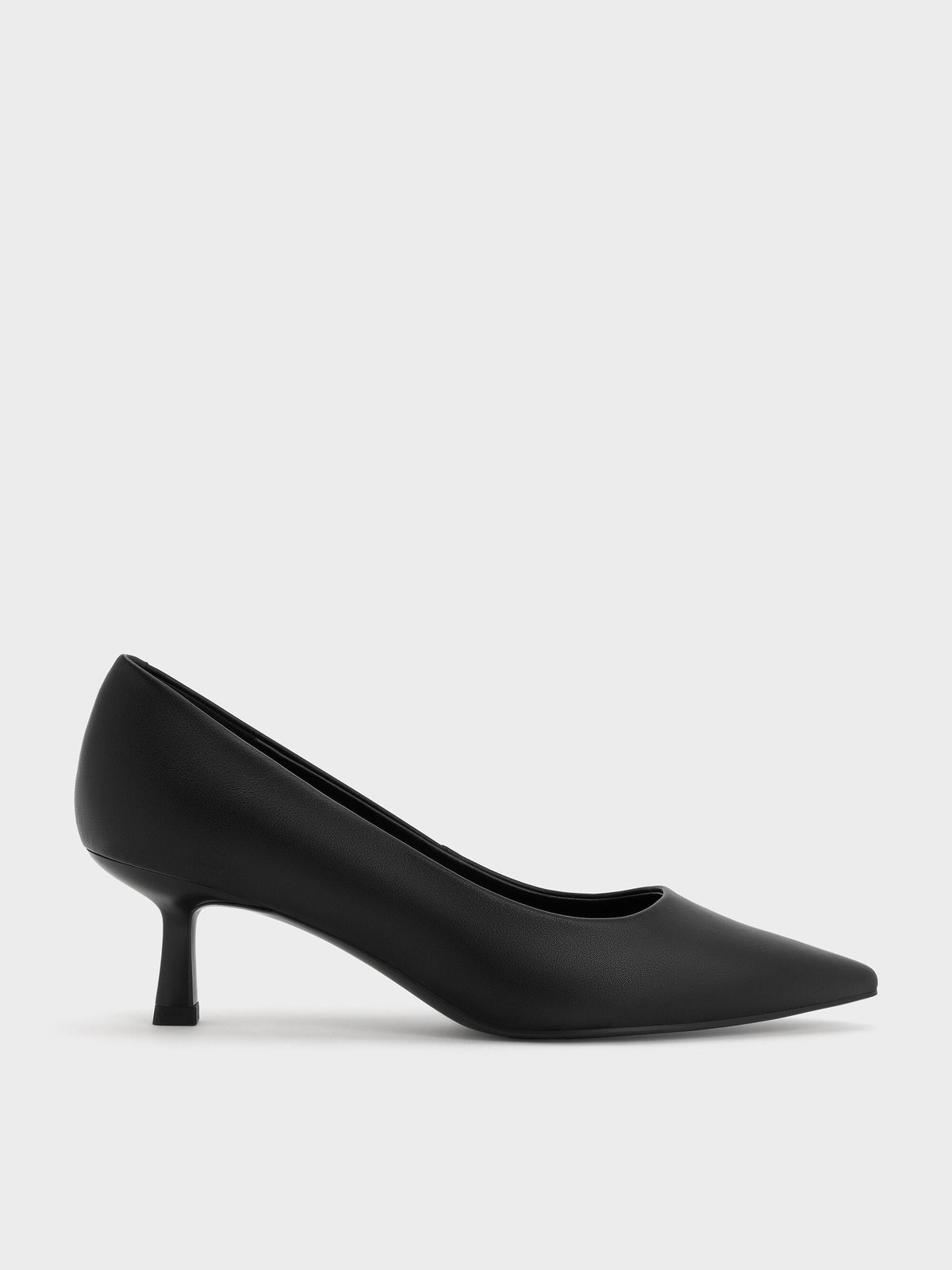 CHARLES & KEITH Smart Buy / Emmy Pointed Kitten Heel Pumps - Black
