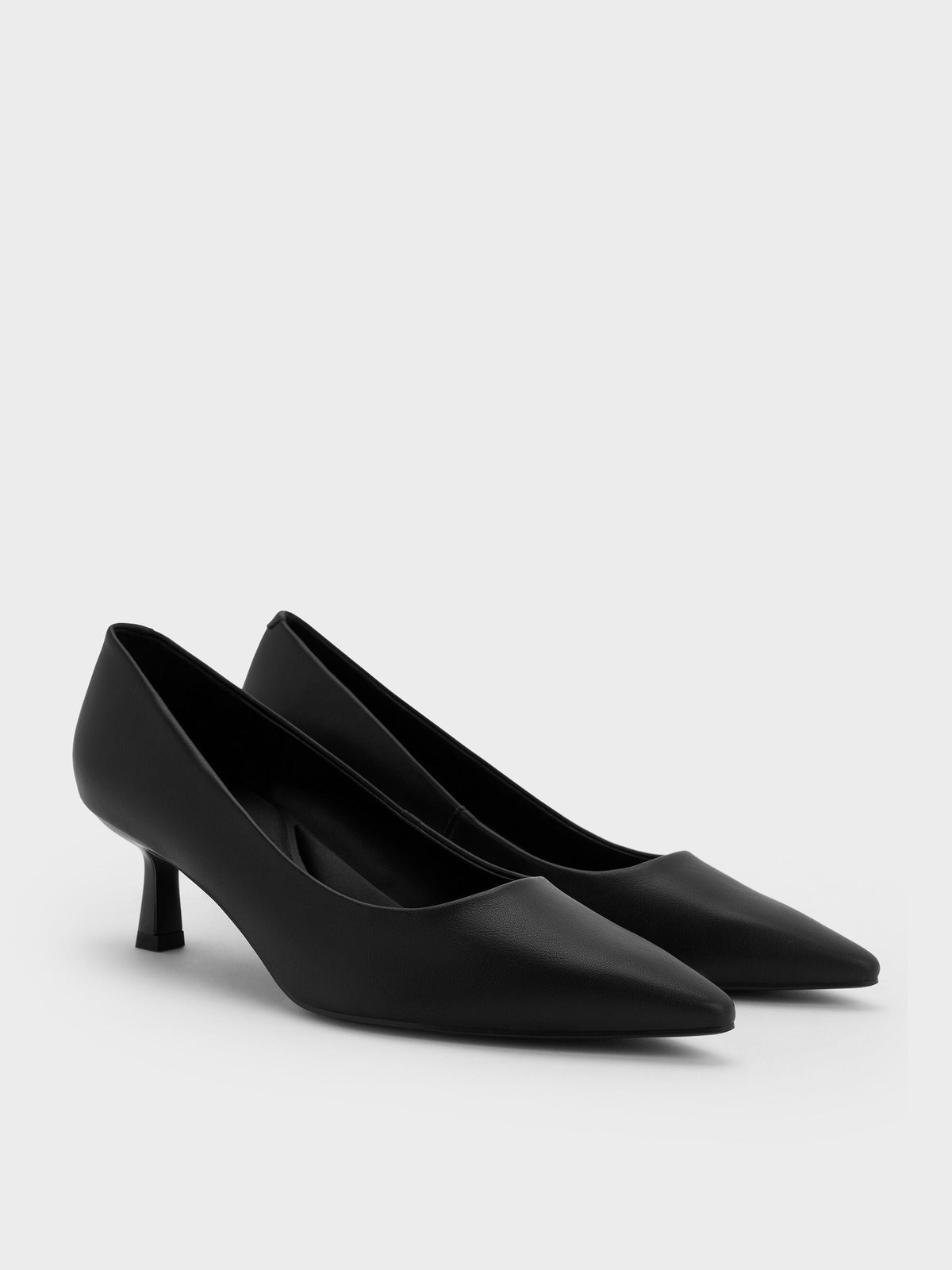 CHARLES & KEITH Smart Buy / Emmy Pointed Kitten Heel Pumps - Black