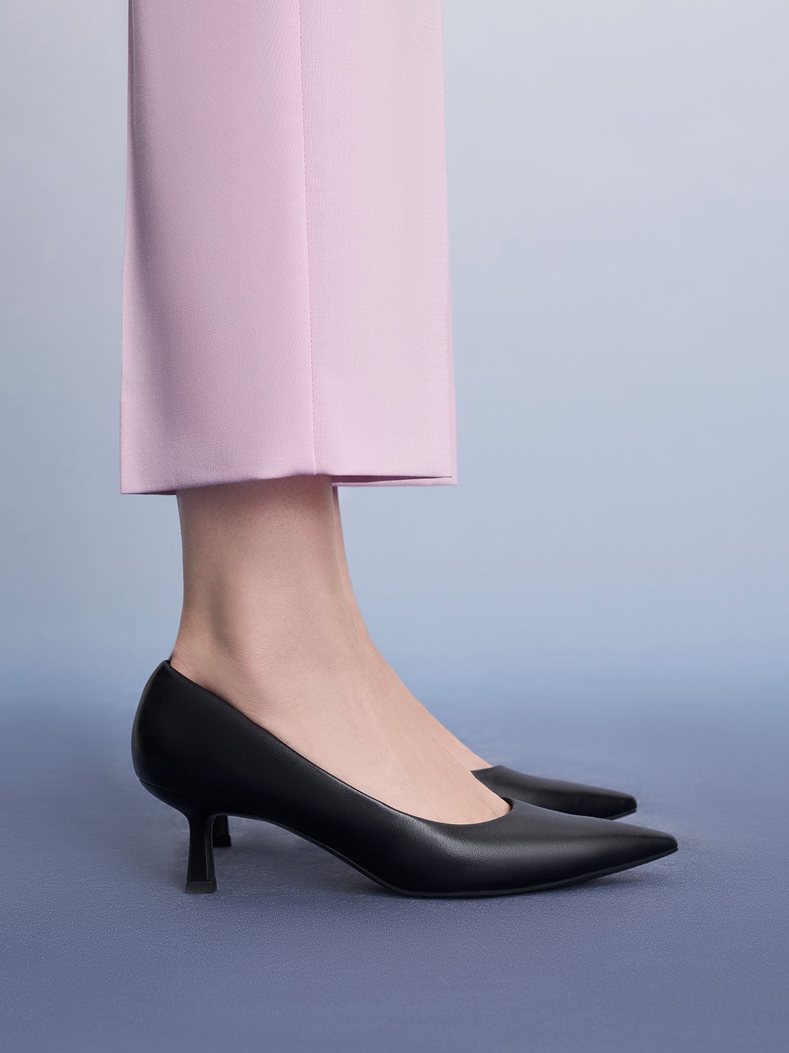 CHARLES & KEITH Smart Buy / Emmy Pointed Kitten Heel Pumps - Black