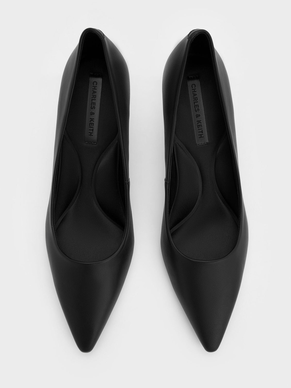 CHARLES & KEITH Smart Buy / Emmy Pointed Kitten Heel Pumps - Black
