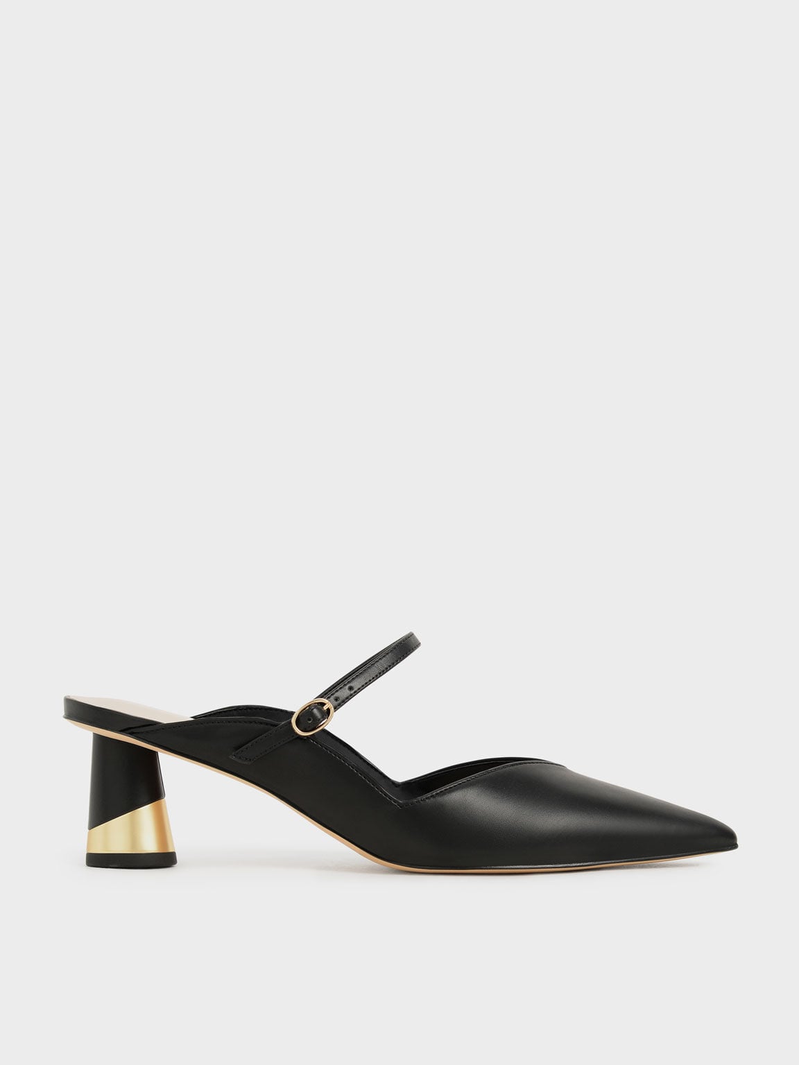 CHARLES & KEITH Value / Cammie Metallic-Heel Mules - Black