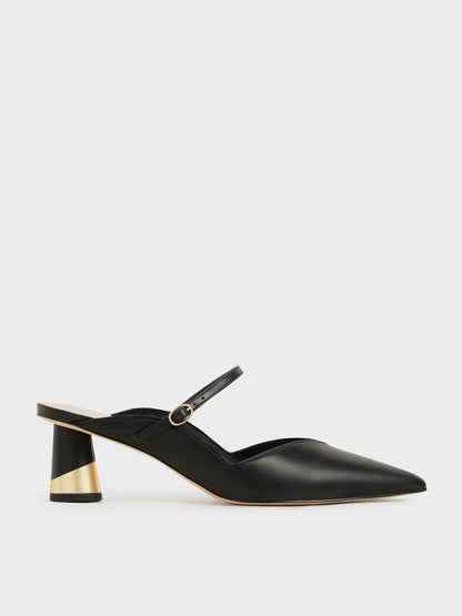 CHARLES & KEITH Value / Cammie Metallic-Heel Mules - Black
