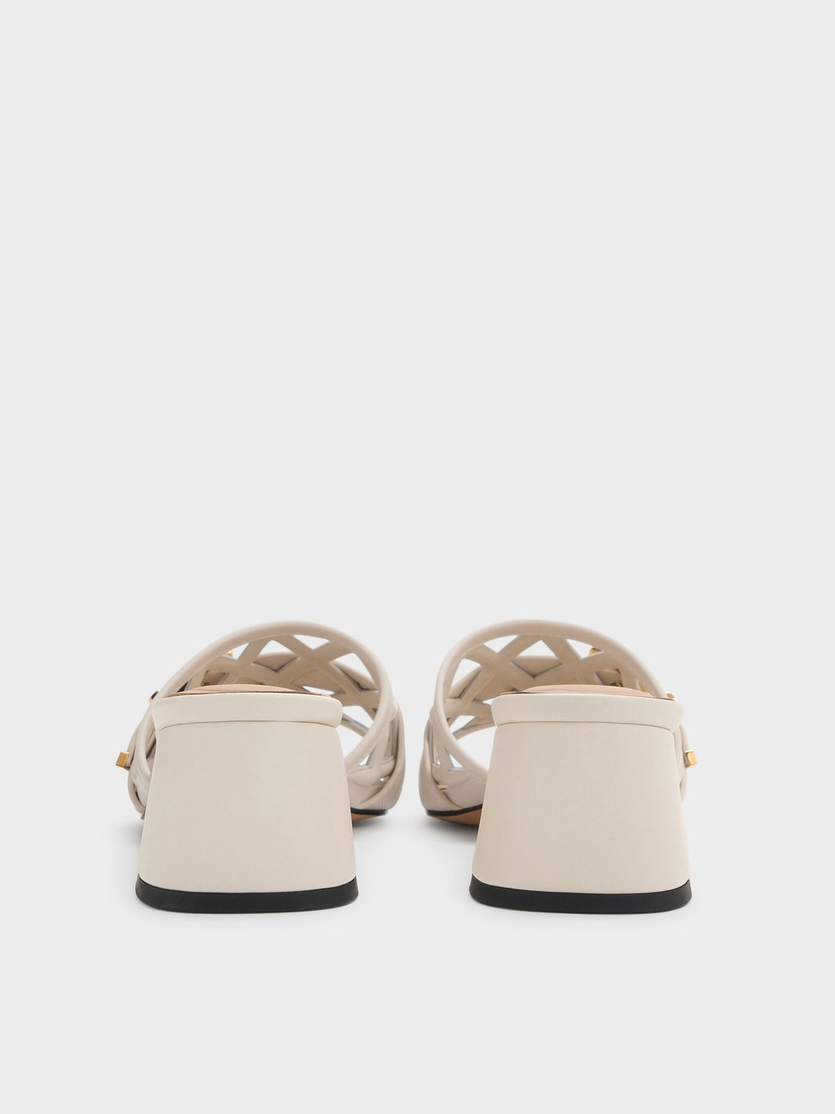 CHARLES & KEITH Discount / Whitney Leather Cut-Out Heeled Mules - Chalk