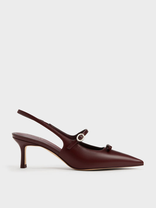 CHARLES & KEITH Best Price / Sonali Bow Slingback Pumps - Burgundy
