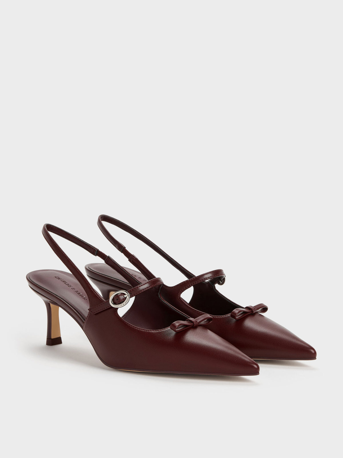 CHARLES & KEITH Best Price / Sonali Bow Slingback Pumps - Burgundy