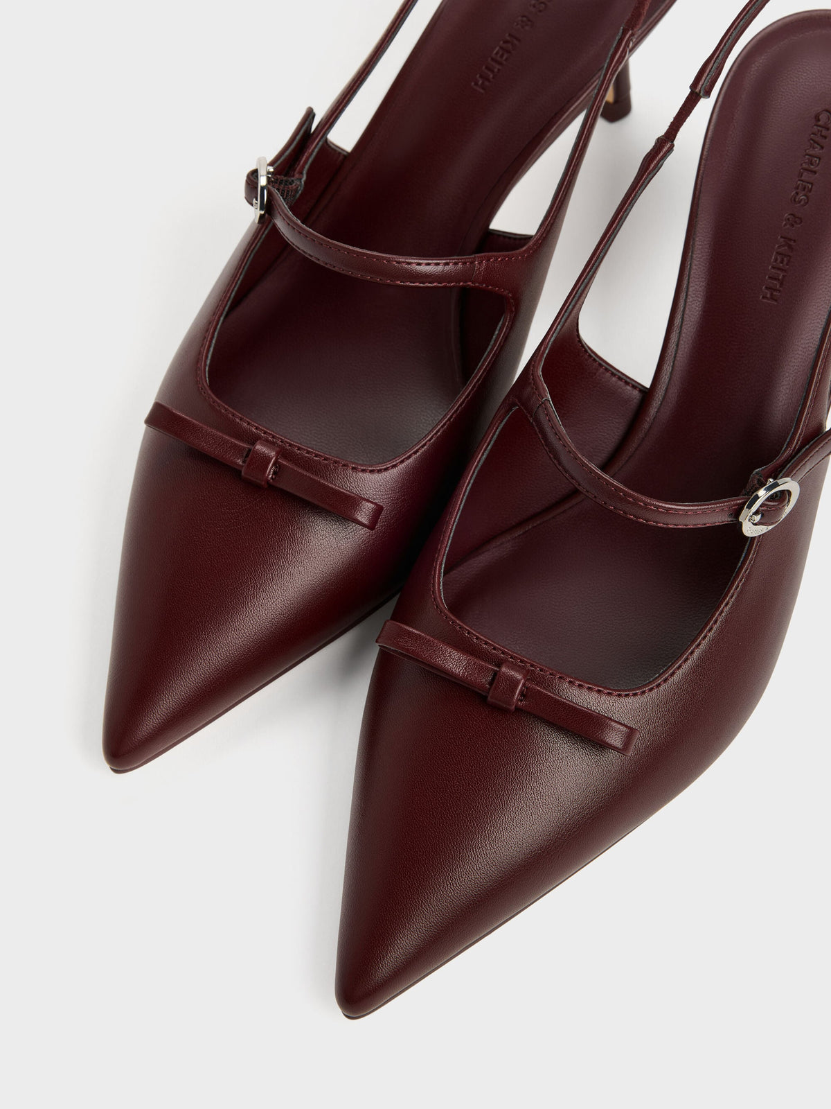 CHARLES & KEITH Best Price / Sonali Bow Slingback Pumps - Burgundy