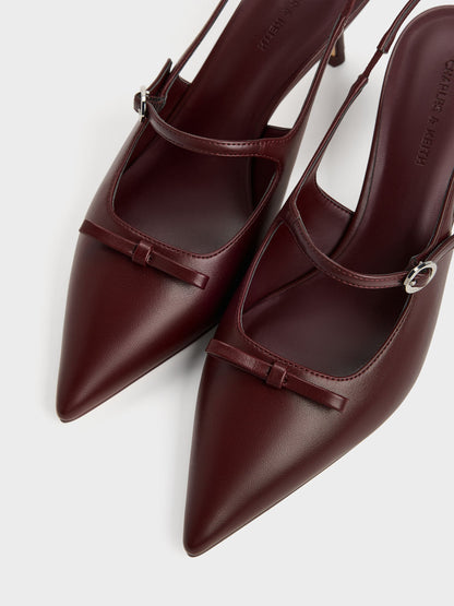 CHARLES & KEITH Best Price / Sonali Bow Slingback Pumps - Burgundy