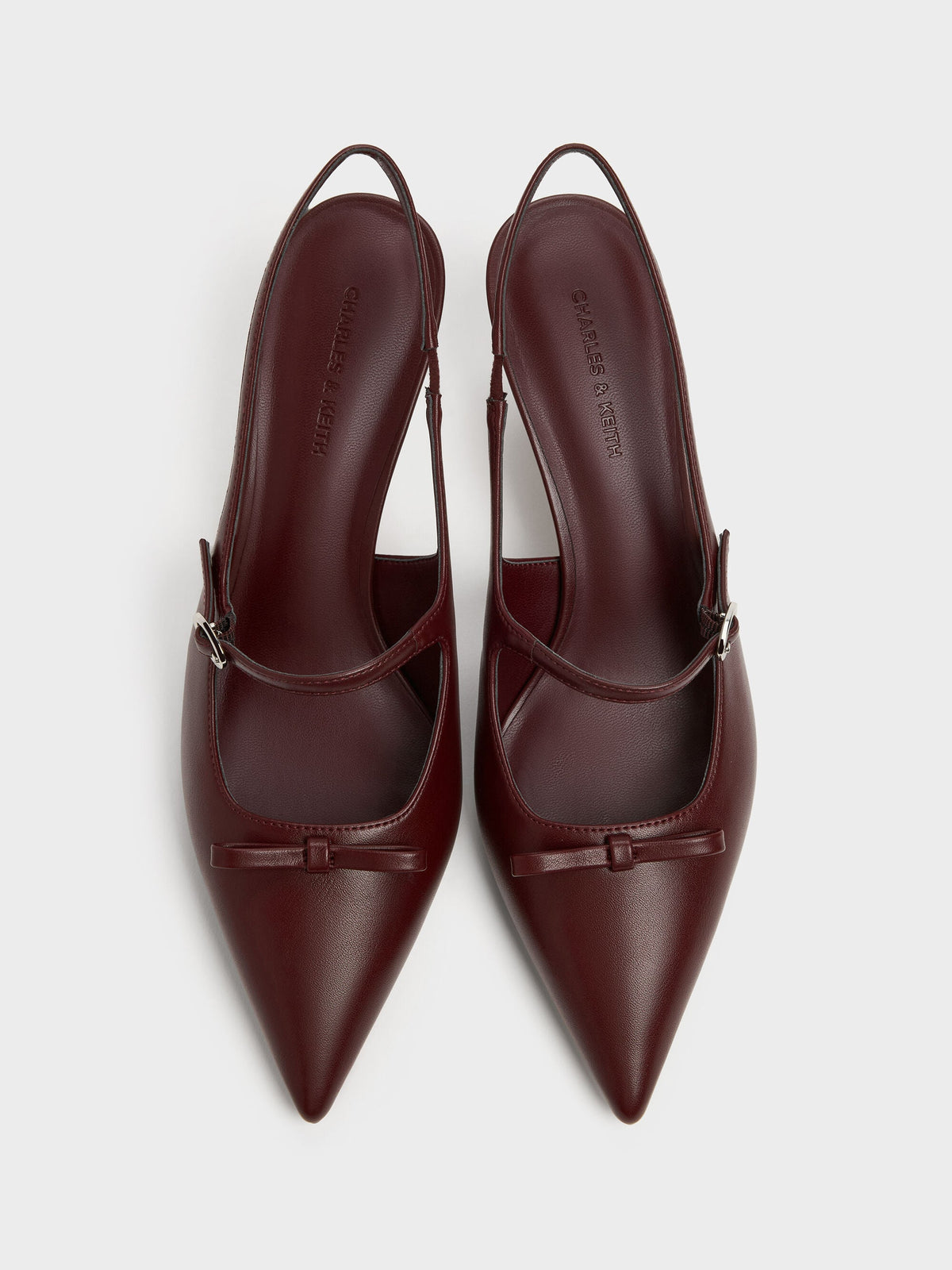 CHARLES & KEITH Best Price / Sonali Bow Slingback Pumps - Burgundy
