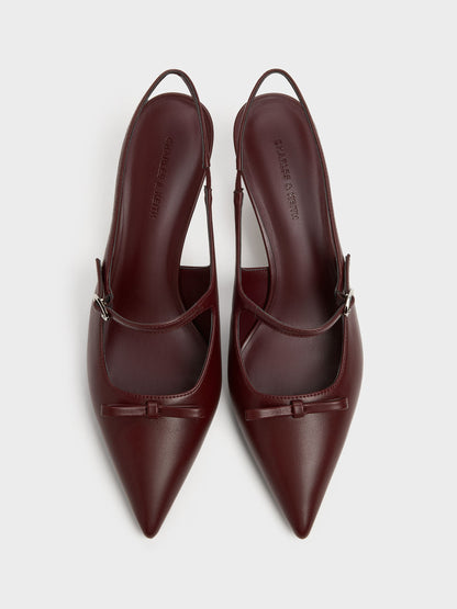CHARLES & KEITH Best Price / Sonali Bow Slingback Pumps - Burgundy