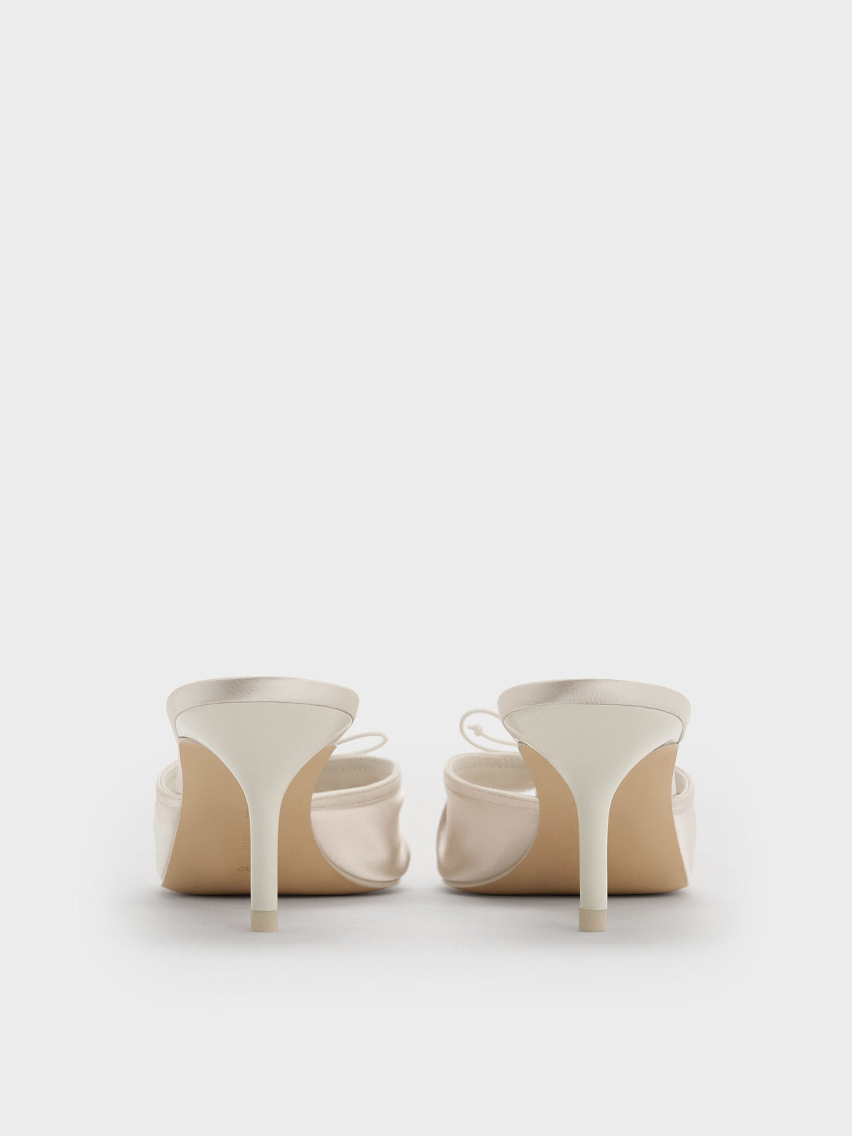 CHARLES & KEITH Trending / Sadira Satin Ruched Bow Heeled Mules - Chalk