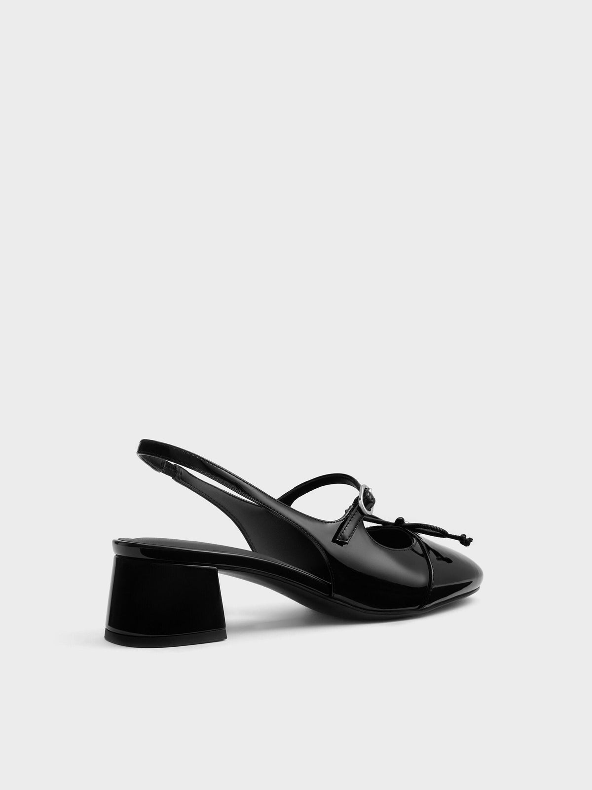 CHARLES & KEITH Essential / Patent Bow Slingback Pumps - Black Patent