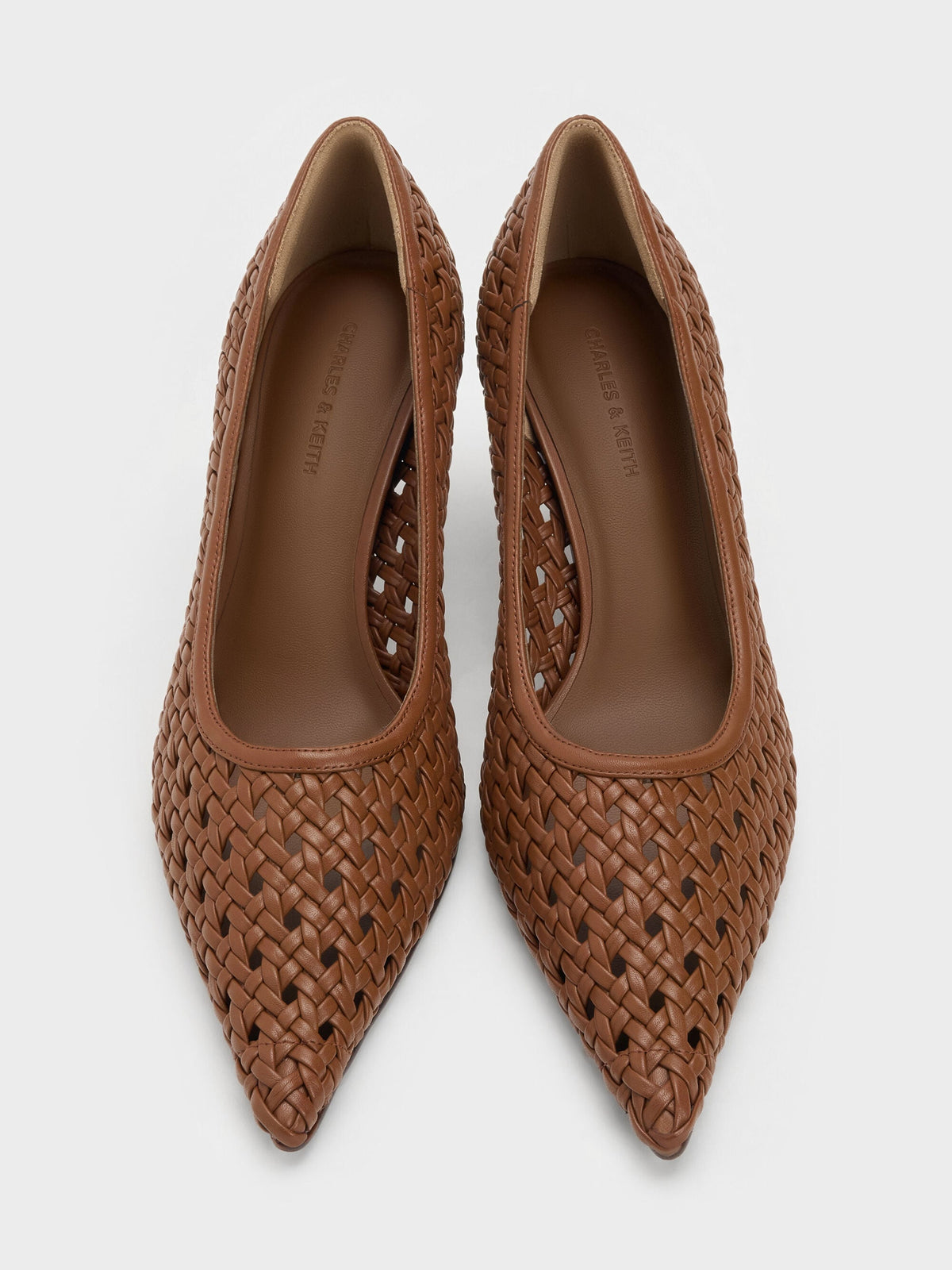 CHARLES & KEITH Everyday / Woven Pointed Stiletto Pumps - Brown