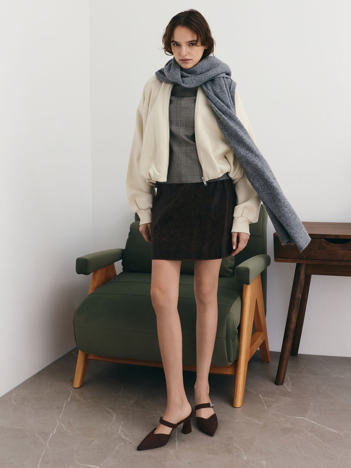 CHARLES & KEITH Featured / Lando Faux Suede Heeled Mules - Dark Brown Textured