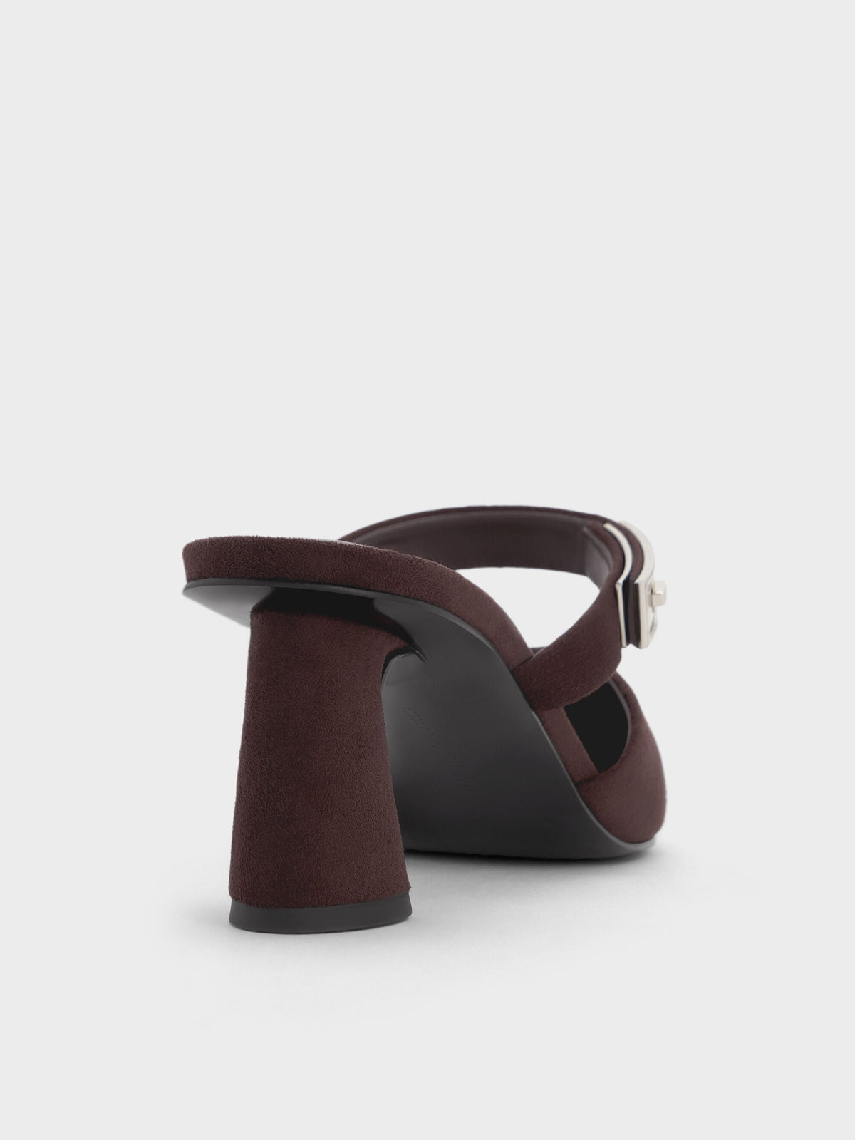 CHARLES & KEITH Featured / Lando Faux Suede Heeled Mules - Dark Brown Textured