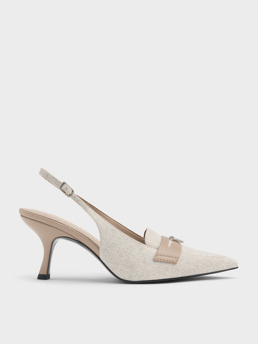CHARLES & KEITH Recommended / Griselda Two-Tone Slingback Pumps - Light Grey