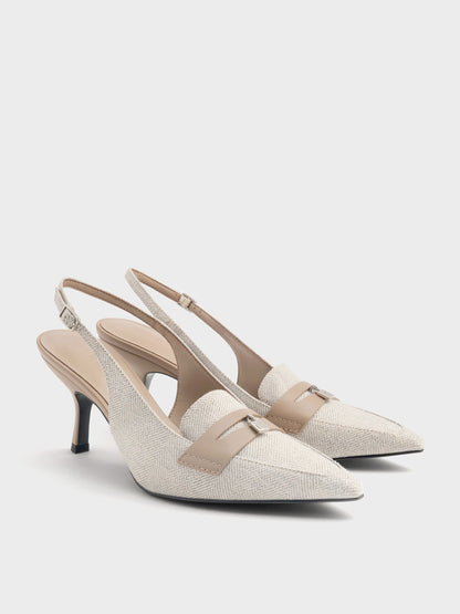 CHARLES & KEITH Recommended / Griselda Two-Tone Slingback Pumps - Light Grey