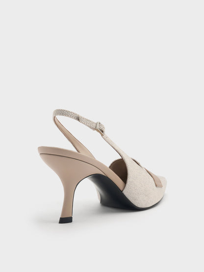 CHARLES & KEITH Recommended / Griselda Two-Tone Slingback Pumps - Light Grey