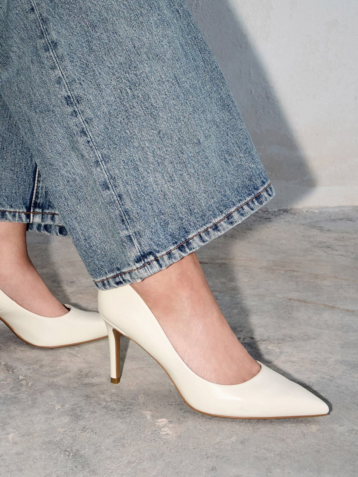 CHARLES & KEITH Trending / Emmy Pointed Stiletto Pumps - Chalk