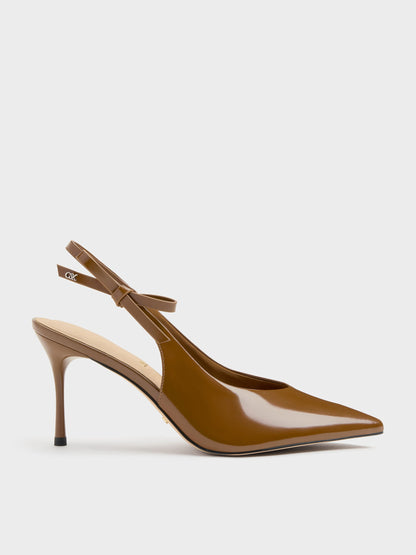 CHARLES & KEITH New / Anastasia Leather Slingback Pumps - Brown