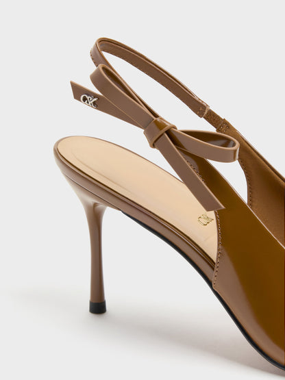 CHARLES & KEITH New / Anastasia Leather Slingback Pumps - Brown