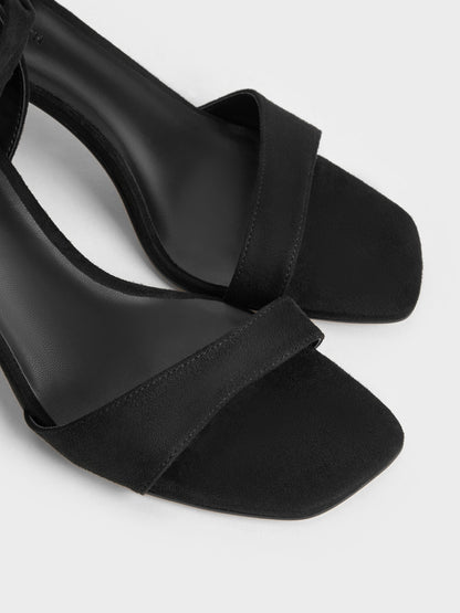 CHARLES & KEITH Signature / Eliana Textured Tie-Around Heeled Sandals - Black Textured