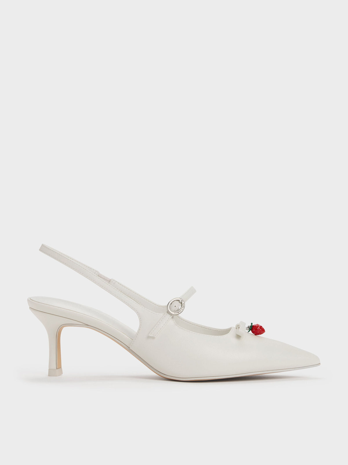 CHARLES & KEITH Quality / Sonali Strawberry Bow Slingback Pumps - White