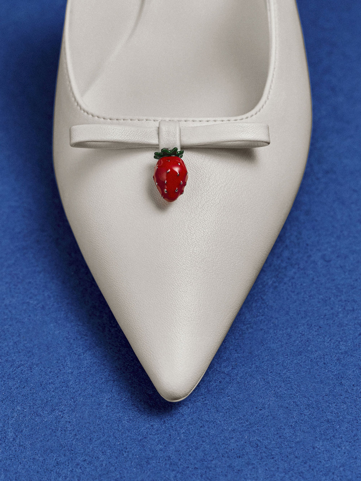 CHARLES & KEITH Quality / Sonali Strawberry Bow Slingback Pumps - White