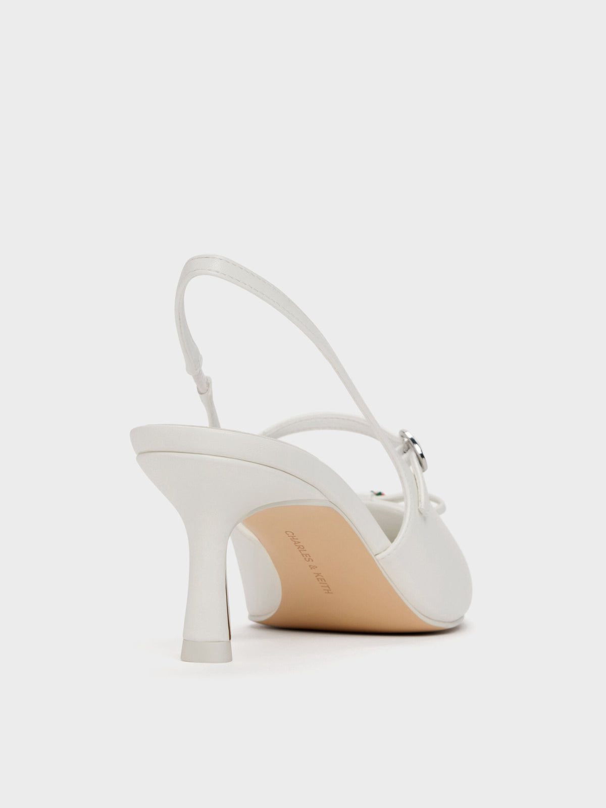 CHARLES & KEITH Quality / Sonali Strawberry Bow Slingback Pumps - White
