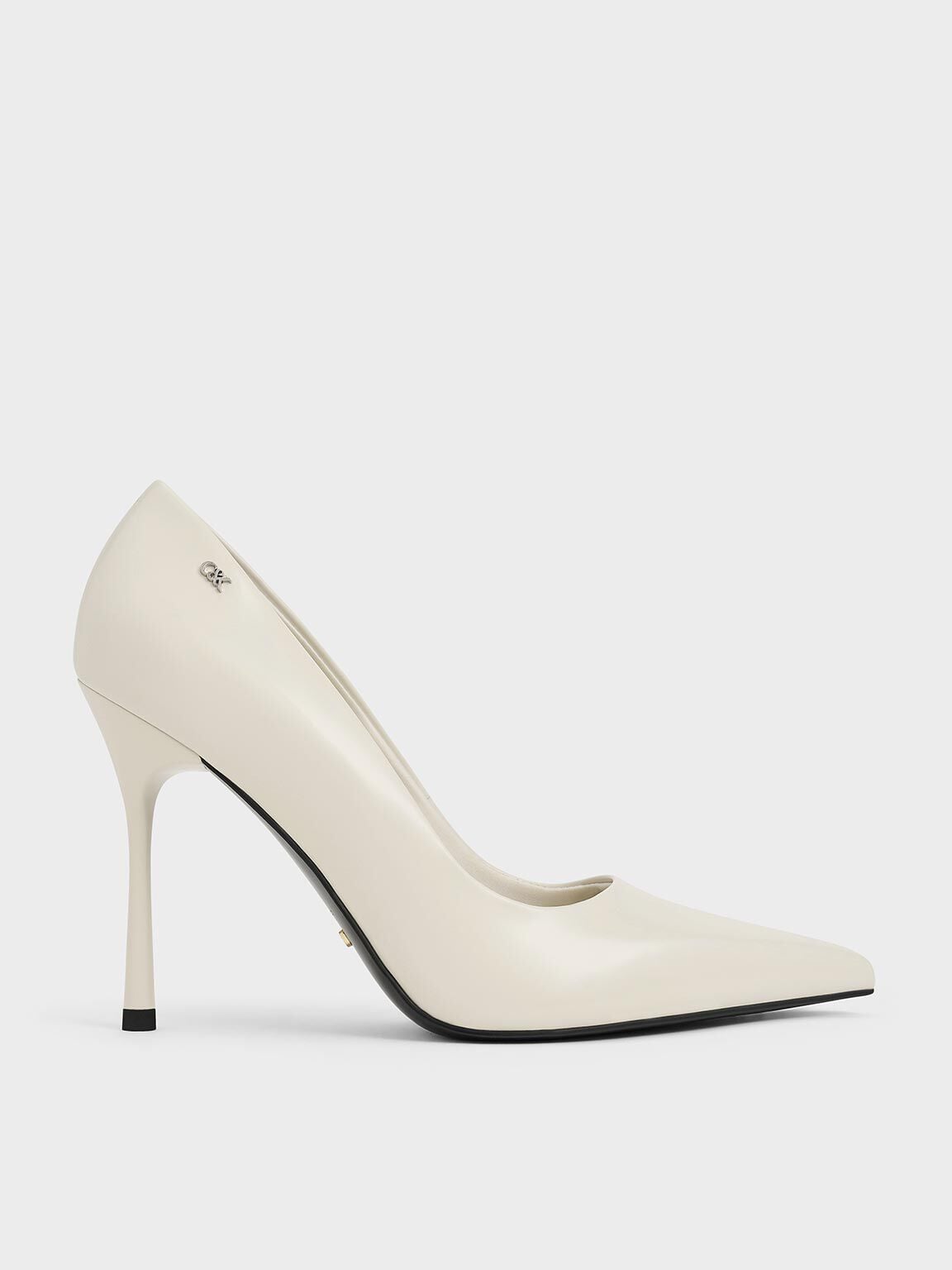 CHARLES & KEITH Signature / Kyra Leather Pointed-Toe Pumps - Chalk