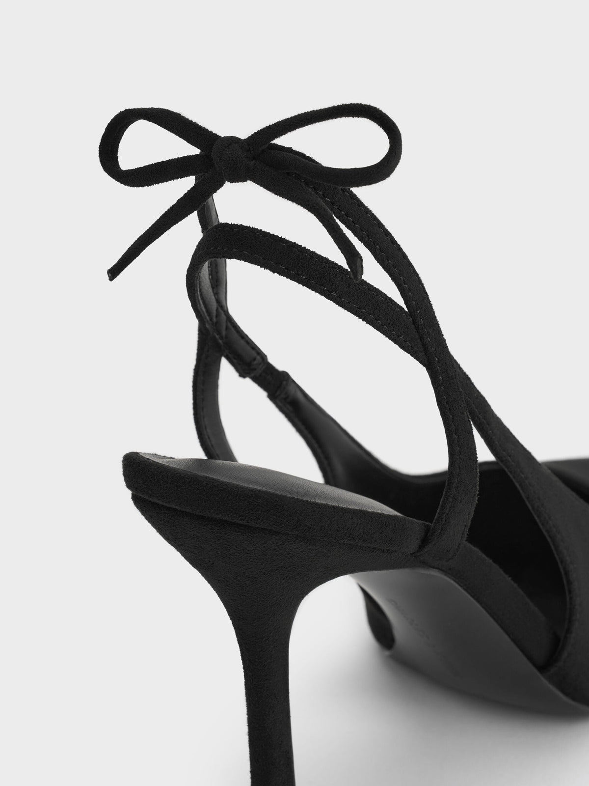 CHARLES & KEITH Value / Faux Suede Back-Bow Slingback Pumps - Black Textured