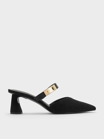 CHARLES & KEITH Discount / Lando Faux Suede Heeled Mules - Black2