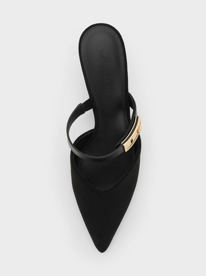 CHARLES & KEITH Discount / Lando Faux Suede Heeled Mules - Black2