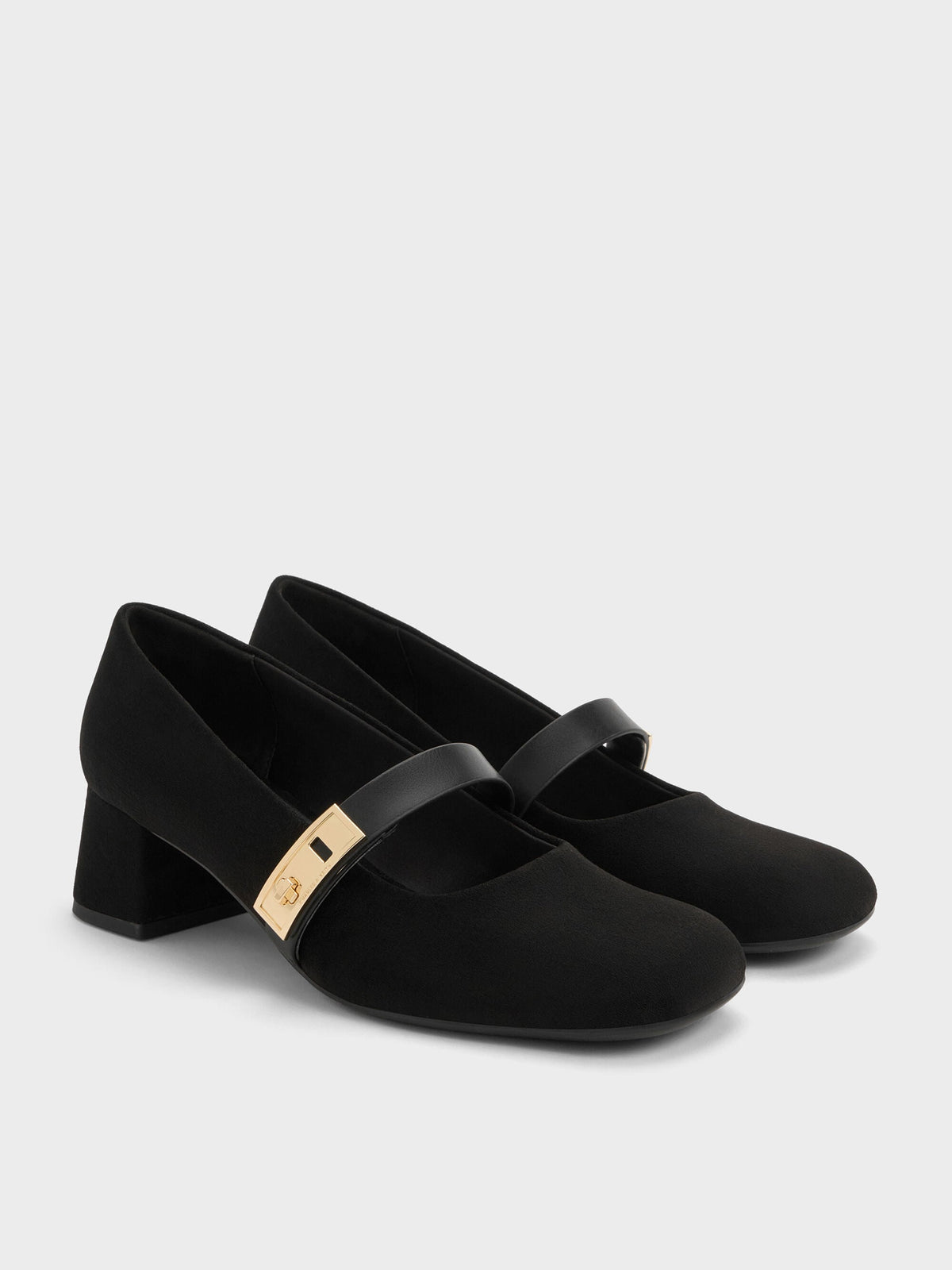 CHARLES & KEITH Featured / Lando Faux Suede Mary Jane Pumps - Black2