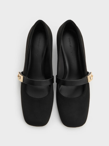 CHARLES & KEITH Featured / Lando Faux Suede Mary Jane Pumps - Black2