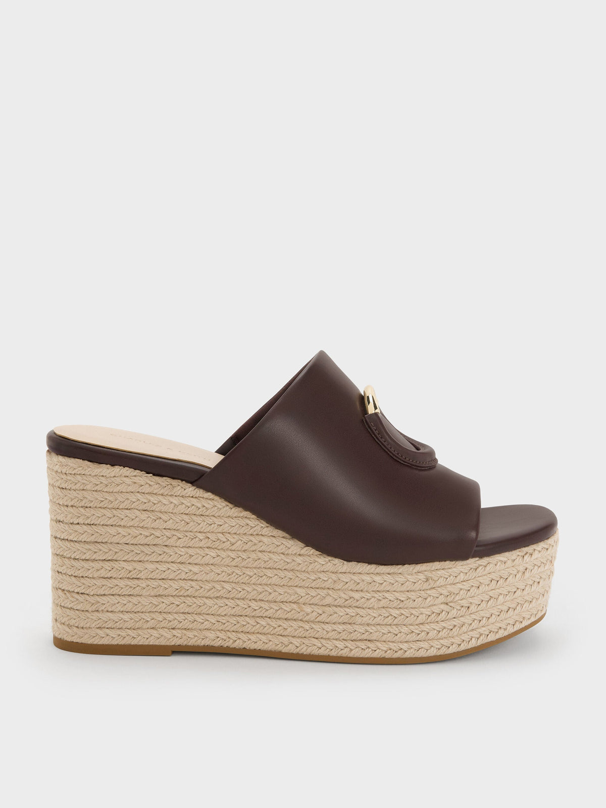 CHARLES & KEITH Everyday / Metallic-Accent Espadrille Wedges - Maroon