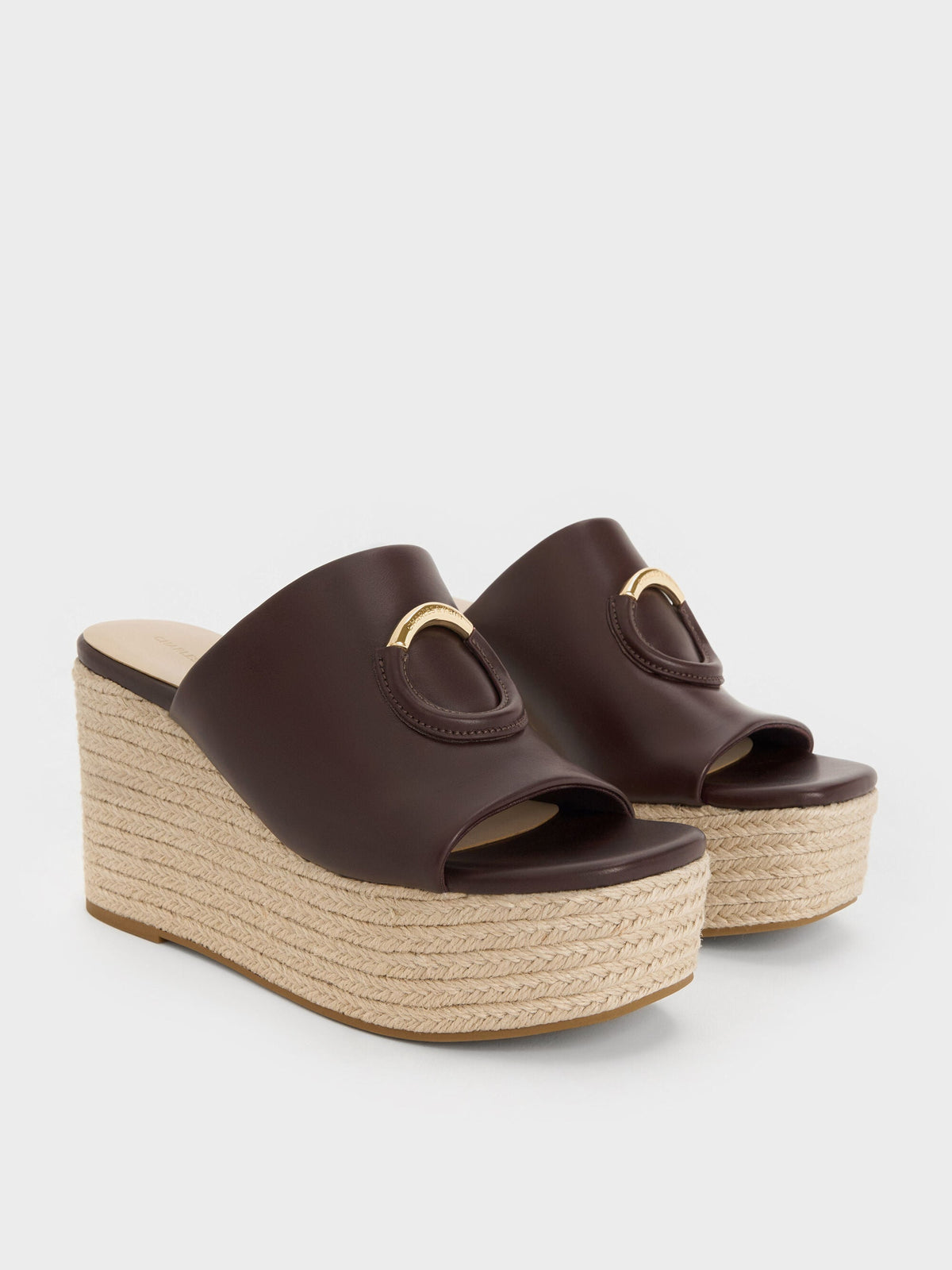 CHARLES & KEITH Everyday / Metallic-Accent Espadrille Wedges - Maroon