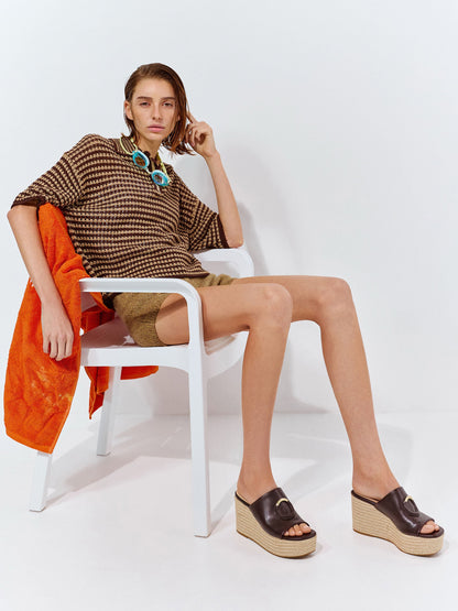CHARLES & KEITH Everyday / Metallic-Accent Espadrille Wedges - Maroon