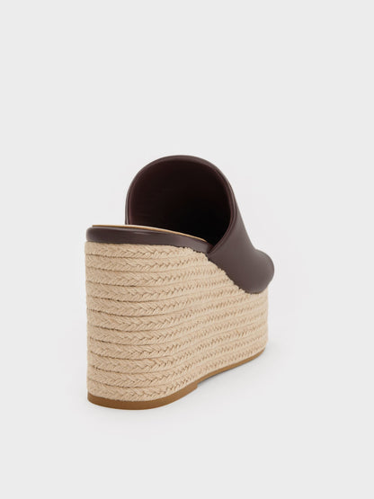 CHARLES & KEITH Everyday / Metallic-Accent Espadrille Wedges - Maroon