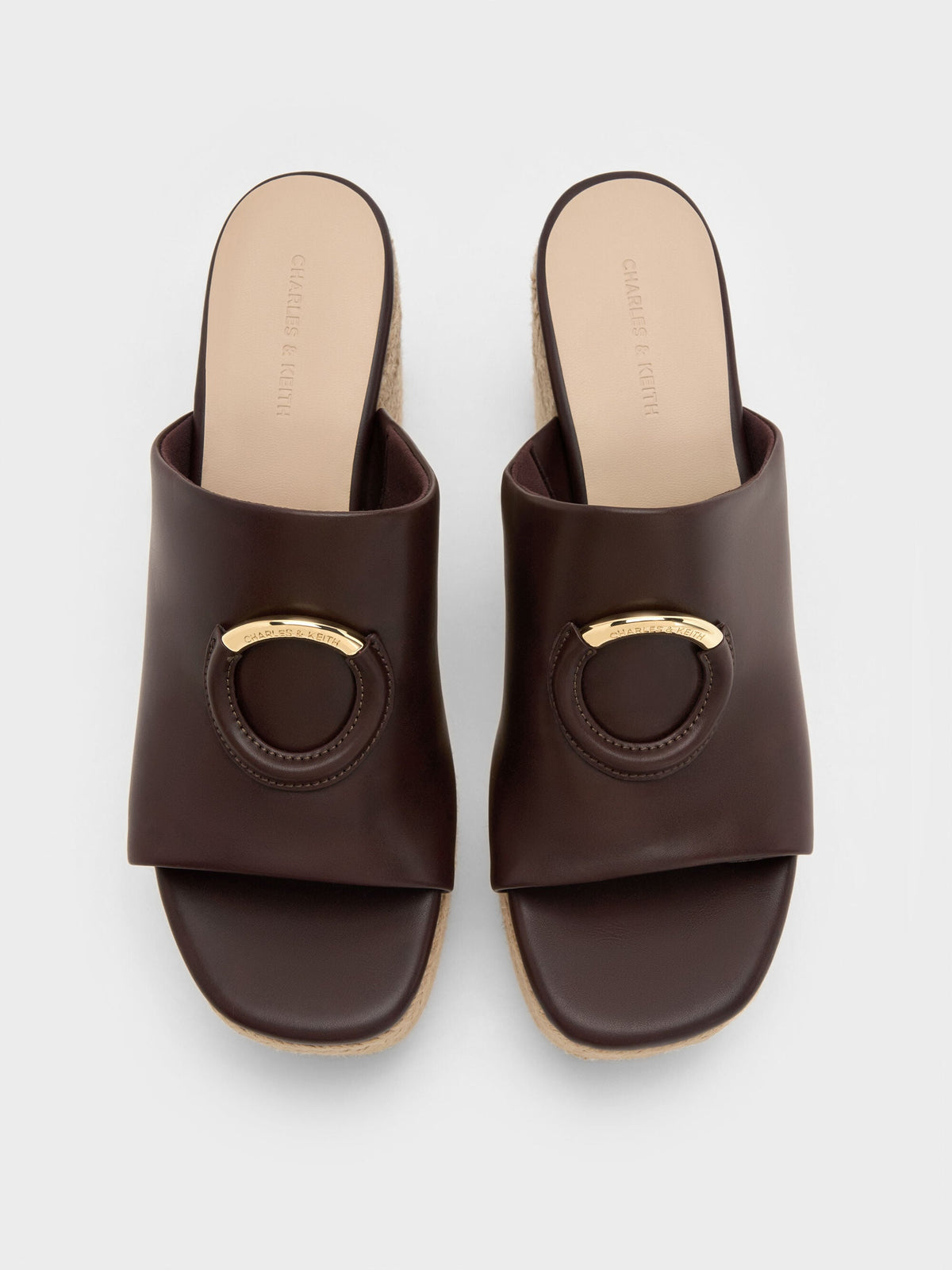 CHARLES & KEITH Everyday / Metallic-Accent Espadrille Wedges - Maroon
