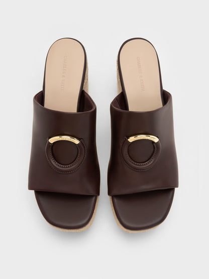 CHARLES & KEITH Everyday / Metallic-Accent Espadrille Wedges - Maroon