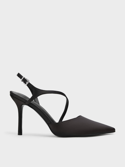 CHARLES & KEITH Great Value / Cordelia Pointed Slingback Pumps - Black Textured