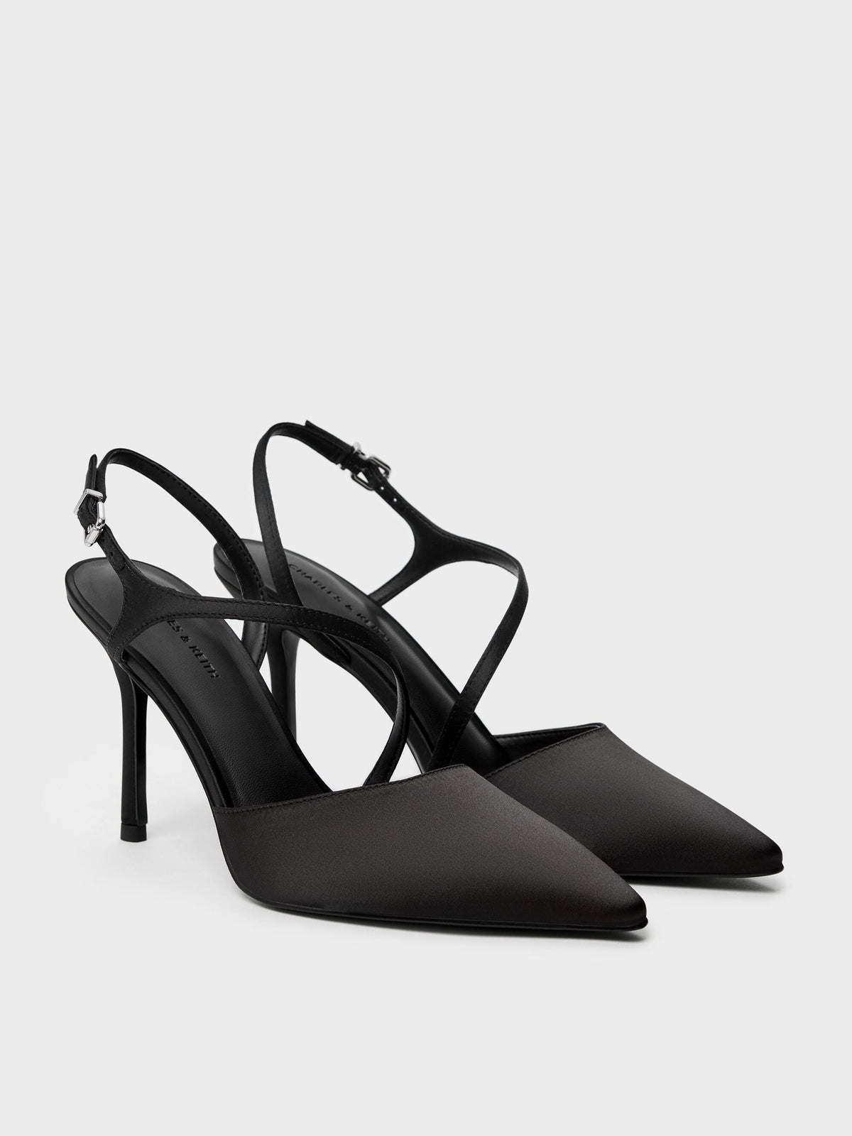 CHARLES & KEITH Great Value / Cordelia Pointed Slingback Pumps - Black Textured