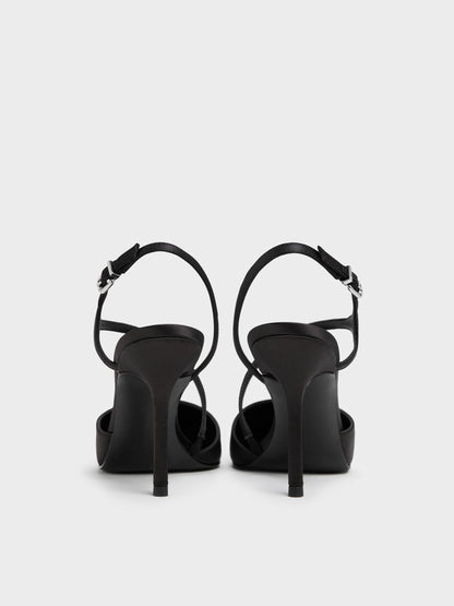 CHARLES & KEITH Great Value / Cordelia Pointed Slingback Pumps - Black Textured