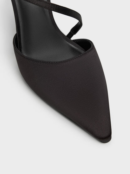 CHARLES & KEITH Great Value / Cordelia Pointed Slingback Pumps - Black Textured