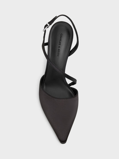 CHARLES & KEITH Great Value / Cordelia Pointed Slingback Pumps - Black Textured