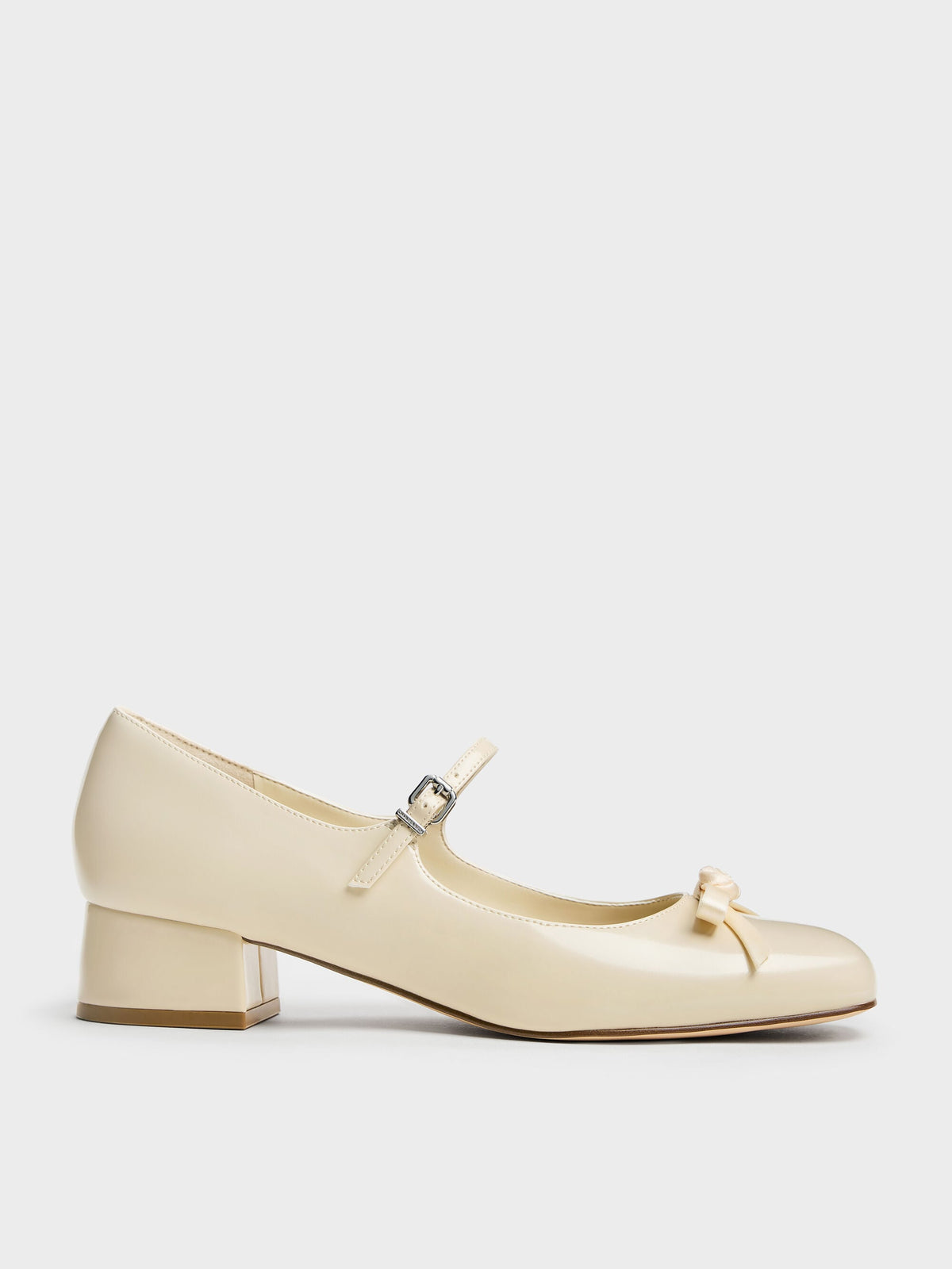 CHARLES & KEITH New / Kelis Rose-Bow Mary Jane Pumps - Beige