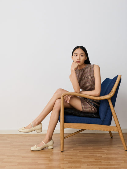 CHARLES & KEITH New / Kelis Rose-Bow Mary Jane Pumps - Beige