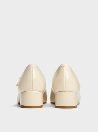 CHARLES & KEITH New / Kelis Rose-Bow Mary Jane Pumps - Beige
