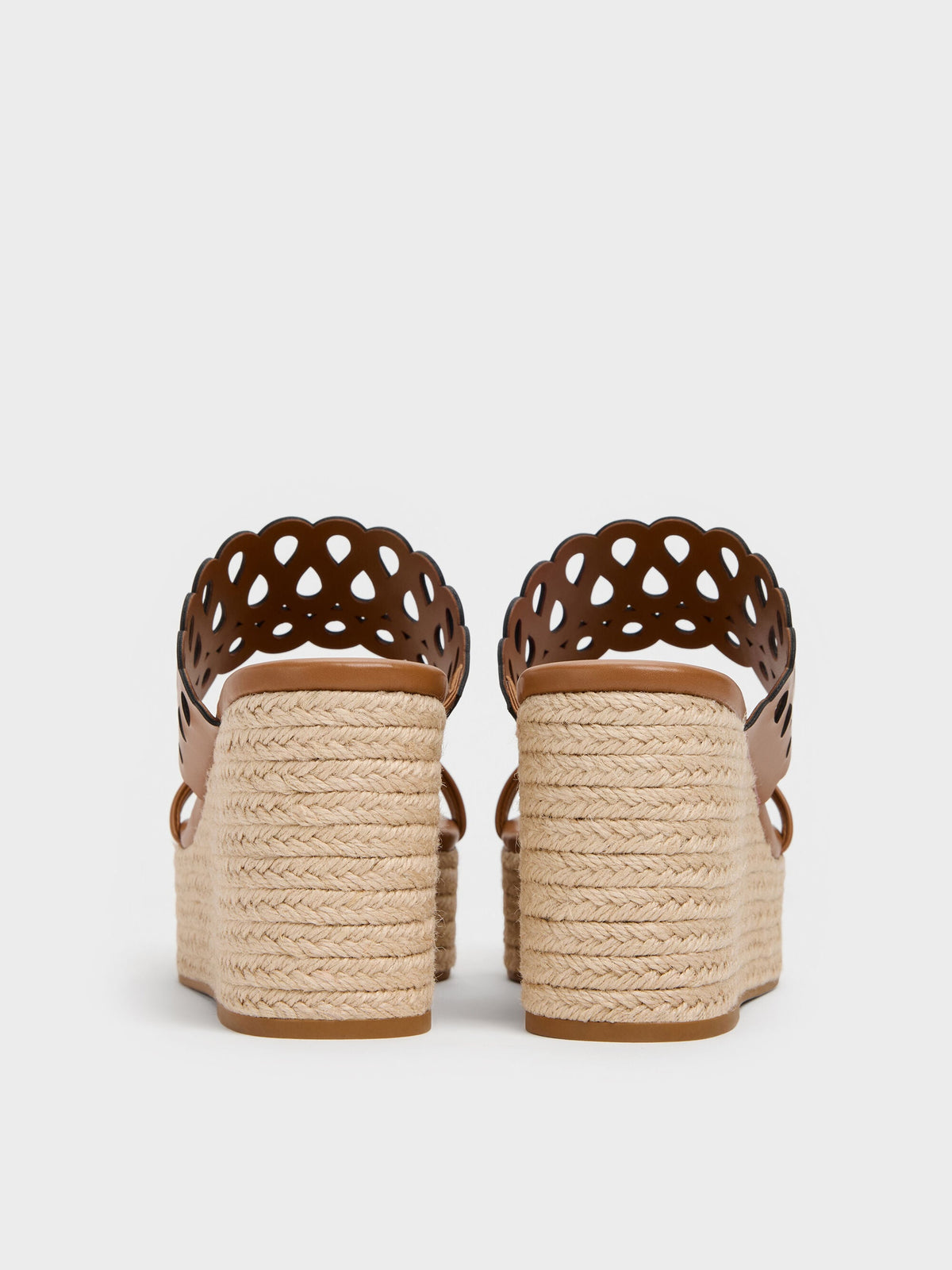 CHARLES & KEITH Sale / Cut-Out Espadrille Wedges - Cognac